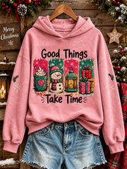 Women's Christmas-patterned printed casual hoodie