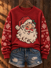 Women's Vintage Santa Claus Print Sweater