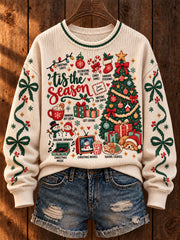 Women's Tis The Season Retro Christmas Print Sweater
