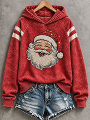 Women's Vintage Santa Claus Print Hoodies