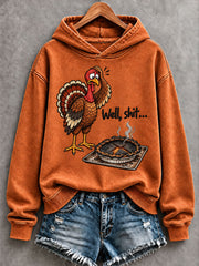 Women's Well Shit Fun Thanksgiving Print Regular Sweatshirt