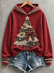Women's Christmas Tree Patchwork Art Hoodie