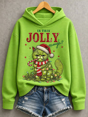 Women's Christmas Funny Cat Is This Enough? Print Casual Hoodie