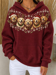 Women's Christmas-themed Goldens pattern casual hoodie