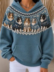 Women's Shetland Sheepdogs  Pattern Causal Hoodie