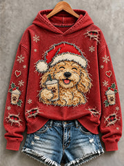 Women's Cute Christmas Dog Print Sweatshirt
