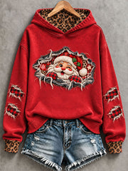 Women's Vintage Christmas Santa Claus Regular Hoodie