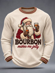 Men's Bourbon Makes Me Jolly Print Waffle Sweatshirt