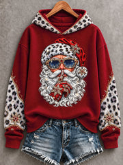 Women's Funny Santa Merry Christmas Art Printed Hoodie