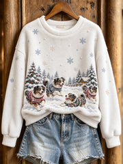 Women's Australian Shepherd Pattern Causal Flannel Sweatshirt