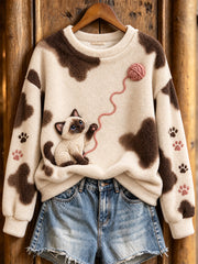 Women's Siamese Pattern Causal Flannel Sweatshirt