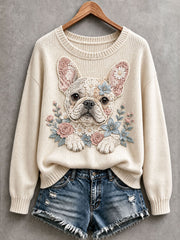Women's Lovely French Bulldog Cozy Knit Sweater