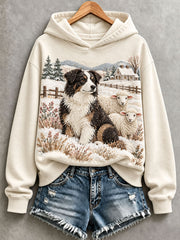 Women's Lovely Border Collie and Sheep Hoodie