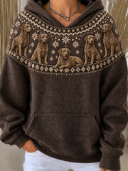 Women's Vintage Chesapeake Bay Retriever Dogs Yoke Isle Pattern Print Hoodie