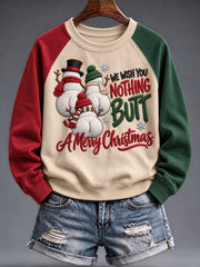 Women's We Wish You Nothing Butt A Merry Christmas Print Sweatshirt