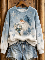 Women's Winter Christmas Santa Claus Pattern Casual Flannel Sweatshirt