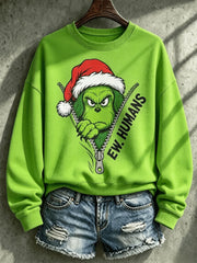 Women's Ew Humans Print Regular Sweatshirt