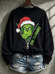 Women's Ew Humans Print Regular Sweatshirt
