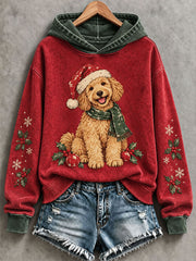 Women's Christmas Funny Dog Print Regular Hoodie