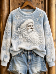 Women's Winter Christmas Santa Claus Pattern Casual Flannel Sweatshirt