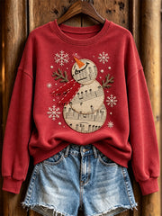 Women's Music Snowman Pattern Casual Sweatshirt