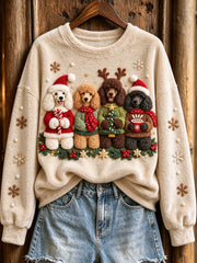 Women's Cute Standard Poodle Christmas Dogs Print Flannel Sweatshirt