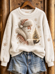 Women's Winter Santa Claus Pattern Casual Flannel Sweatshirt