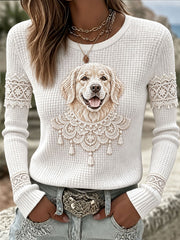 Women's Golden Retriever Waffle-Knit T-Shirts
