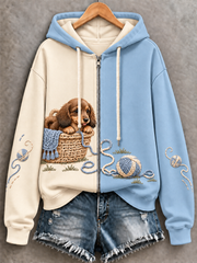 Women's Dog Zip-Up Hoodie