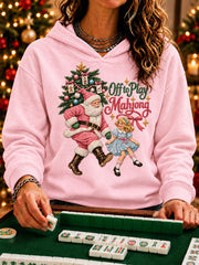 Women's Christmas Mahjong Print Casual Hoodie