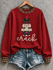 Women's Christmas Mahjong Print Casual Sweatshirt
