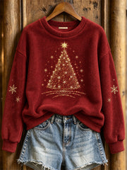 Women's Christmas Tree Pattern Causal Flannel Sweatshirt