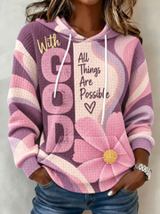 Women's With God All Things Are Possible Printed Waffle Hoodie