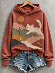 Women's Cute Cat Patchwork Art Hoodie