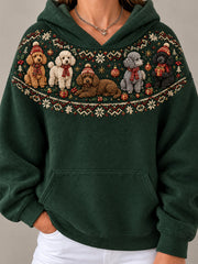 Women's Christmas Poodles Pattern Causal Hoodie