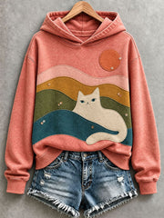 Women's Cute Cat Patchwork Art Hoodie