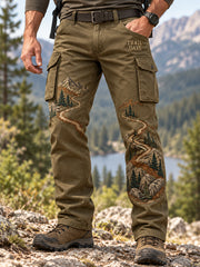 Men's Wilderness Trail Print Hike Lovers Casual Cargo Pants