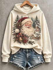 Women's Vintage Santa Print Hoodie