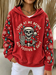 Women's Funny Look at me being all Festive Print Hoodies