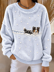 Women’s Sheepdog in the Snow Winter Graphic Casual Flannel Sweatshirt