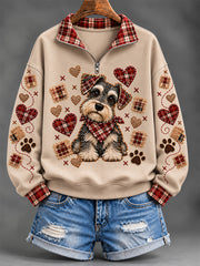 Women's Cute Patchwork Dog Print Hoodie