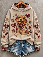 Women's Cute Patchwork Dog Print Hoodie