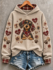 Women's Cute Patchwork Dog Print Hoodie