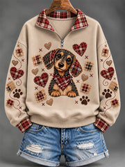 Women's Cute Patchwork Dog Print Hoodie