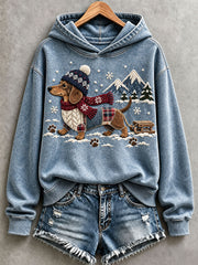 Women's Cute Dachshund In The Snow Hoodie
