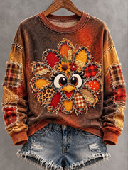 Women's Thanksgiving Turkey Print Regular Sweatshirt