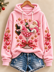 Women's Cute Christmas Cute Santa Claus Flannel Hoodie