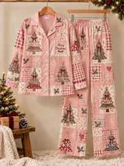 Women's Christmas Tree Print Pajama Set