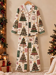 Women's Christmas Tree Print Pajama Set