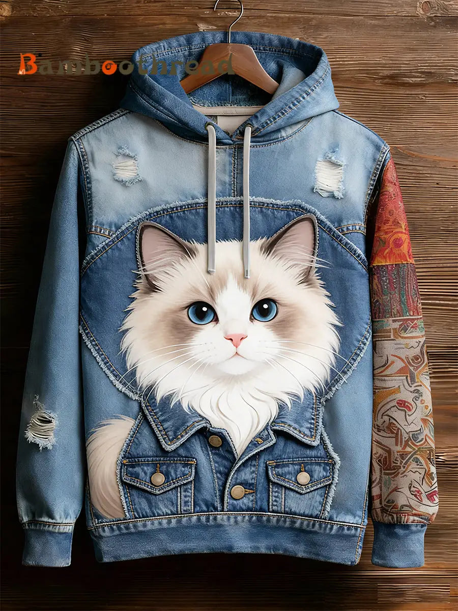 Unisex Retro Animal Art Print Comfortable Casual Sweatshirt A / S